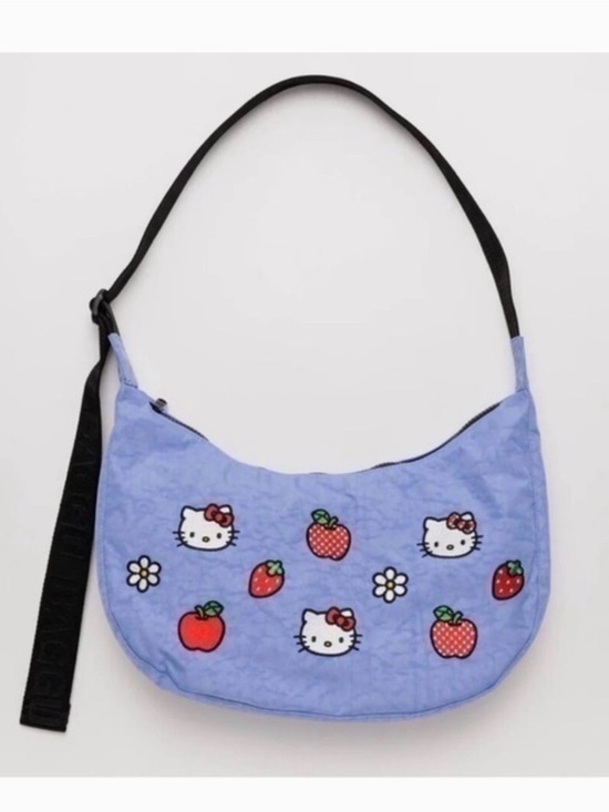 BAGGU Handbags - BAGGU Lilac Hello Kitty Strawberry & Apple Shoulder Bag with Black Strap